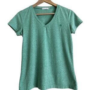 Coconut‎ Creek Heathered Green-Size Large Juniors-Palm Tree Tee Shirt-EUC